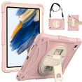 thumbnail image 1 of ELEHOLD Rugged Case for Samsung Galaxy Tab A8 10.5 (2022), Dual-Layer Heavy Duty Shockproof Case with 360° Rotatable Foldable Kickstand Handstrap Crossbody Shoulder Strap (X200/X205),Rosegold, 1 of 6