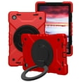 thumbnail image 1 of ELEHOLD Rugged Case for Samsung Galaxy Tab A8 10.5" (X200/X205/X207),Three-Layer Protection PC+Silicone Case with 360° Rotatable Kickstand Folding Handle Grip Shoulder Strap Shockproof Case,Red, 1 of 8