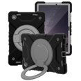 thumbnail image 1 of ELEHOLD Rugged Case for Samsung Galaxy Tab A8 10.5" (X200/X205/X207),Three-Layer Protection PC+Silicone Case with 360° Rotatable Kickstand Folding Handle Grip Shoulder Strap Shockproof Case,Black/Gray, 1 of 8