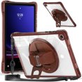 thumbnail image 1 of ELEHOLD Rugged Case For  Samsung Galaxy Tab A9+ 11Inch, Full Protection Transparent 360° Rotating Stand Cover, with Silicone Wrist Strap, Shoulder Strap,Chocolate, 1 of 12