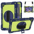 thumbnail image 1 of ELEHOLD Rugged Case for Samsung Galaxy Tab A9 Plus 11.0"(2023) Three-Layer Hybrid Muti-Functional Case with 360° Rotating Kickstand Handstrap Crossbody Shoulder Strap Shockproof Case, Navy + Green, 1 of 7