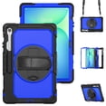 thumbnail image 1 of ELEHOLD Rugged Case for Samsung Galaxy Tab S10 FEplus / FE+ 2025 13.1 Inch Three-Layer Built-in Screen Protector 360° Rotating Kickstand Handstrap Shoulder Strap Shockproof Case,Black + Blue, 1 of 7
