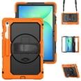 thumbnail image 1 of ELEHOLD Rugged Case for Samsung Galaxy Tab S10 FEplus / FE+ 2025 13.1 Inch Three-Layer Built-in Screen Protector 360° Rotating Kickstand Handstrap Shoulder Strap Shockproof Case,Orange, 1 of 7
