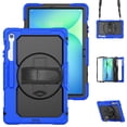 thumbnail image 1 of ELEHOLD Rugged Case for Samsung Galaxy Tab S10 FEplus / FE+ 2025 13.1 Inch Three-Layer Built-in Screen Protector 360° Rotating Kickstand Handstrap Shoulder Strap Shockproof Case,Blue, 1 of 7