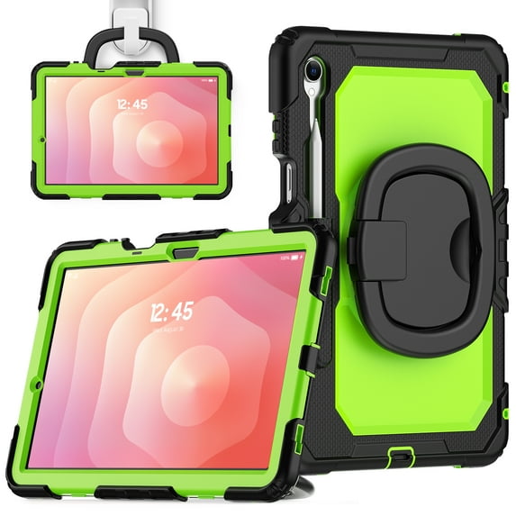 ELEHOLD Rugged Case for Samsung Galaxy Tab S11 2025,11-inch, Three-Layer Protection with Screen Protector Portable Folding Handle Grip 360° Rotating Kickstand Bracket Shockproof Cover,B