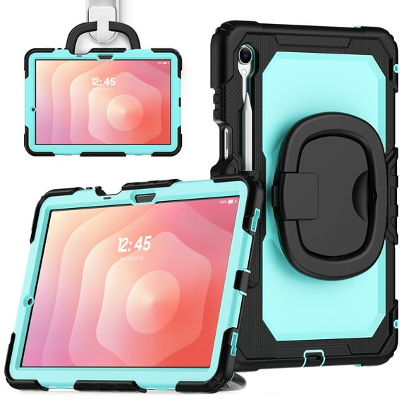 ELEHOLD Rugged Case for Samsung Galaxy Tab S11 2025,11-inch, Three-Layer Protection with Screen Protector Portable Folding Handle Grip 360° Rotating Kickstand Bracket Shockproof Cover,C