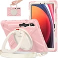thumbnail image 1 of ELEHOLD Rugged Case for Samsung Galaxy Tab S9 FE /S9 11 Inch Tablet, with 360° Rotation Kickstand Handle Grip Crossbody Shoulder Strap Heavy Duty Shockproof Protective Cover,Pink, 1 of 10