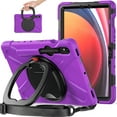 thumbnail image 1 of ELEHOLD Rugged Case for Samsung Galaxy Tab S9 FE /S9 11 Inch Tablet, with 360° Rotation Kickstand Handle Grip Crossbody Shoulder Strap Heavy Duty Shockproof Protective Cover, Purple, 1 of 10