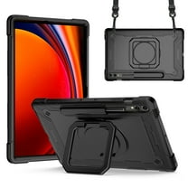 ELEHOLD Rugged Case for Samsung Galaxy Tab S9 /S9 FE  2023 with 360° Rotating Handle Grip Kickstand Function Detachable Crossbody Shoulder Strap for Kids Children Adults Shockproof Case,Black