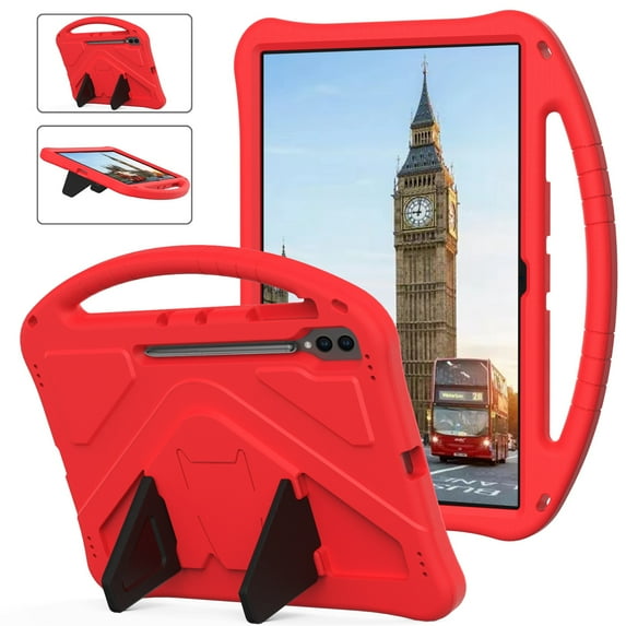 ELEHOLD Rugged Case for Samsung Galaxy Tab S9 Ultra / S8 Ultra 14.6 Inch Kids Friendly EVA Full Body Protective with Kickstand Handle Grip Shockproof Case for Samsung S9 Ultra/ S8 Ultra, Red