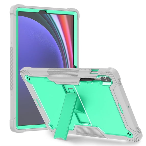 ELEHOLD Rugged Case for Samsung Galaxy Tab S9 Ultra/S8 Ultra (2023/2022) Three-Layer Hybrid Muti-Functional Case with Built-in Kickstand Pencil Holder Shockproof Case for Tab 14.6 Inch,Green