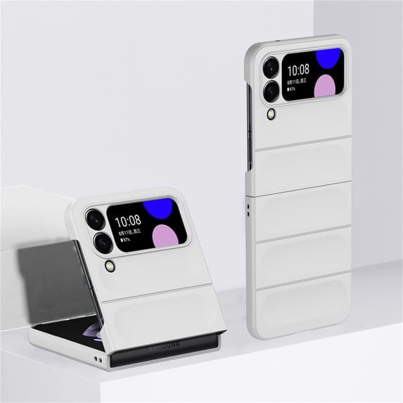ELEHOLD Rugged Case for Samsung Galaxy Z Flip 4 Hard PC Shell Slim Thin Lightweight Flexible Folding Shockproof Protective Case for Samsung Z Flip 4 -White