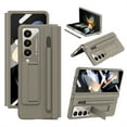 thumbnail image 1 of ELEHOLD Rugged Case for Samsung Galaxy Z Fold 4 Case with Built-in Screen Protector, Invisible Kickstand,Hinge Protector,Free Stylus Pen, Lens Protection Samsung Z Fold 4 Shockproof Case,Brown, 1 of 7