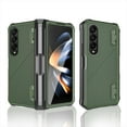 thumbnail image 1 of ELEHOLD Rugged Case for Samsung Galaxy Z Fold 4,Twill Pattern Design Built-in Screen Protector Pen Slot Full Body Hinge Protection Shockproof Non-Slip Heavy Duty Case,Green, 1 of 8