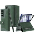 thumbnail image 1 of ELEHOLD Rugged Case for Samsung Galaxy Z Fold 5, Flip Folio S Pen Holder Kickstand Magnetic Closure Business PU Leather Full Body Protective Case with Screen Protector,Green, 1 of 11