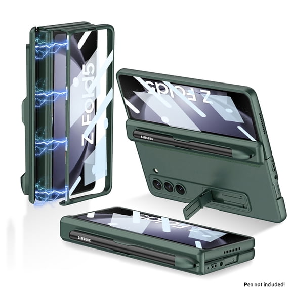 ELEHOLD Rugged Case for Samsung Galaxy Z Fold 5 Full Body Case,with Built-in Screen Protector Magnetic Hinge Protection Slide Pen Slot Hybrid Shockproof Protection Case for Galaxy Z Fold5,Green