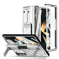 thumbnail image 1 of ELEHOLD Rugged Case for Samsung Galaxy Z Fold 5, with Slide Camera Lens Cover, Built-in Screen Protector & Foldable Kickstand & Stylus, Heavy Duty Full Body Protective Case for Samsung Z Fold 5,Silver, 1 of 7