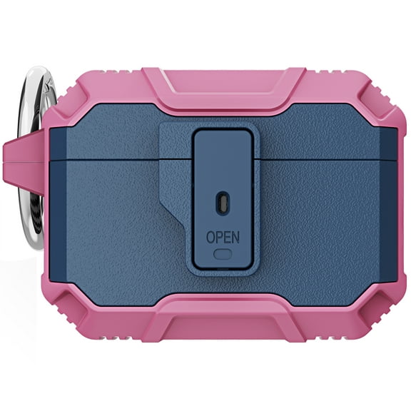 ELEHOLD Rugged Case compatible with  Airpods Pro 2nd Gen 2022, Secure Lock Clip Full Body Hard Shell Shockproof Anti-Scratch Case with Carabiner Key-Chain for Airpods Pro 2 (2022),E