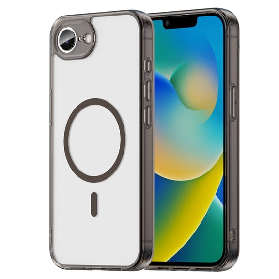 ELEHOLD Rugged Case for iPhone 16e/17e, Anti-Yellow Clear Magnetic Shockproof Cover with Raised Bezel,Black
