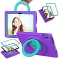 thumbnail image 1 of ELEHOLD Rugged Case for iPad 10th Gen 10.9" (2022) with 360° Rotatable Folding Handle Grip Kickstand Function Shockproof Washable Protective Case,Purple, 1 of 6