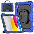 thumbnail image 1 of ELEHOLD Rugged Case for iPad 10th Generation 10.9" (2022) Three-Layer Protection Portable Folding Handle Grip 360° Rotating Kickstand Bracket Shockproof Hybrid Cover For iPad 10th Gen 2022,Blue, 1 of 8