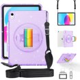 thumbnail image 1 of ELEHOLD Rugged Case for iPad 10th Generation 10.9 Inch Case, Glitter Clear Slim Shockproof Cute Cover with 360 degree Rotating Handstrap Functional Kickstand Crossbody Shoulder Strap,Glitter Purple, 1 of 7