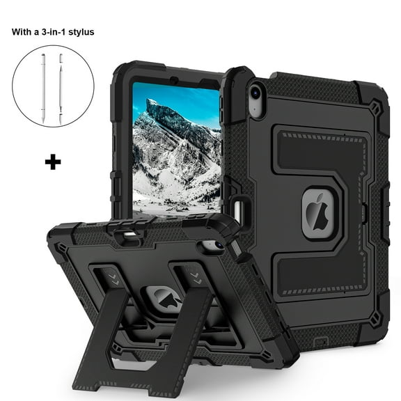 ELEHOLD Rugged Case for iPad 11th 10th Gen/iPad 11th (A16) 2025, Military-Grade Protection Case with Kickstand & Shoulder Strap, Includes 3-in-1 Stylus Pen,A
