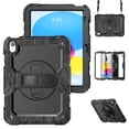 thumbnail image 1 of ELEHOLD Rugged Case for iPad 11th(A16) 2025/10th 2022, 360° Rotating Kickstand Hand Shoulder Strap Pencil Holder Built-in Screen Protector Full-Body Shockproof Protective Cover,Black, 1 of 9