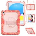 thumbnail image 1 of ELEHOLD Rugged Case for iPad 11th(A16) 2025/10th 2022, 360° Rotating Kickstand Hand Shoulder Strap Pencil Holder Built-in Screen Protector Full-Body Shockproof Protective Cover,Pink, 1 of 9