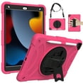 thumbnail image 1 of ELEHOLD Rugged Case for iPad 9th/8th/7th 10.2" 2021/2020/2019, Dual-Layer Heavy Duty Shockproof Case with 360° Rotatable Foldable Kickstand Handstrap Crossbody Shoulder Strap Pencil Holder,Rose, 1 of 6