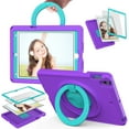 thumbnail image 1 of ELEHOLD Rugged Case for iPad 9th/8th/7th Gen 10.2" with 360° Rotatable Folding Handle Grip Kickstand Function Shockproof Protective Washable Case for iPad 10.2 (2021/2020/2019) ,Purple, 1 of 6