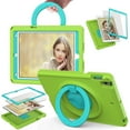 thumbnail image 1 of ELEHOLD Rugged Case for iPad 9th/8th/7th Gen 10.2" with 360° Rotatable Folding Handle Grip Kickstand Function Shockproof Protective Washable Case for iPad 10.2 (2021/2020/2019) ,Grassgreen, 1 of 6