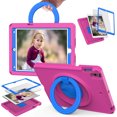 thumbnail image 1 of ELEHOLD Rugged Case for iPad 9th/8th/7th Gen 10.2" with 360° Rotatable Folding Handle Grip Kickstand Function Shockproof Protective Washable Case for iPad 10.2 (2021/2020/2019) ,Rose, 1 of 6
