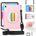 thumbnail image 1 of ELEHOLD Rugged Case for iPad 9th 8th 7th Generation 10.2-Inch Case, Glitter Clear Slim Shockproof Cute Cover with 360 degree Rotating Handstrap Functional Kickstand Crossbody Shoulder Strap,Pink, 1 of 7