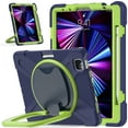 thumbnail image 1 of ELEHOLD Rugged Case for iPad Air 11 inch 2024/iPad Air 4th/5th Gen/iPad Pro 11" 2020/2021/2020/2018,Shockproof Silicone Case with 360° Rotation Kickstand Handle Grip Heavy Duty Cover,Navy+Green, 1 of 6