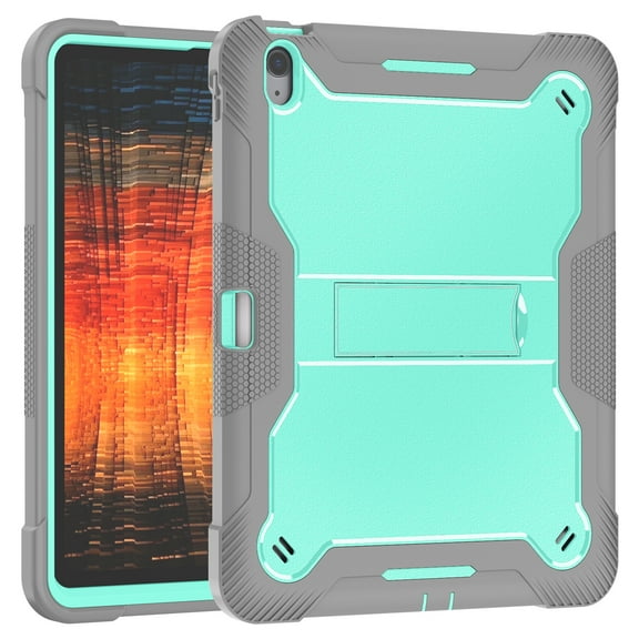 ELEHOLD Rugged Case for iPad Air 11 inch 2024, iPad Air 4th 5th Generation Three-Layer Hybrid Multi-Functional Case with Built-in Kickstand Function Shockproof Heavy Duty Case,Mint