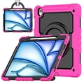 thumbnail image 1 of ELEHOLD Rugged Case for iPad Air 13-inch M3 (2025) / M2 (2024) Three-Layer Protection with Screen Protector Portable Folding Handle Grip 360° Rotating Kickstand Bracket Shockproof Cover,Rose, 1 of 9