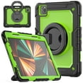 thumbnail image 1 of ELEHOLD Rugged Case for iPad Pro 11" 2022/2021/2020/2018 iPad Air 5/4 Full Body Protective Portable Folding Handle Grip 360° Rotating Kickstand Pencil Holder Shockproof Anti-Scratch Hybrid Cover,B, 1 of 7
