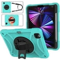 thumbnail image 1 of ELEHOLD Rugged Case for iPad Pro 11 2022/2021/2020/2018/Air4 /Air5, Dual-Layer Heavy Duty Shockproof Case with 360° Rotatable Foldable Kickstand Handstrap Crossbody Shoulder Strap Pencil Holder,Mint, 1 of 6