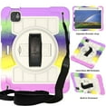 thumbnail image 1 of ELEHOLD Rugged Case for iPad Pro 11"(2022/2021/2020/2018) iPad Air 5/4, Heavy Duty Shockproof Cover with 360° Rotation Handstrap Kickstand Detachable Shoulder Strap Pencil Holder,Rainbow Purple, 1 of 7