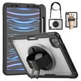 thumbnail image 1 of ELEHOLD Rugged Case For iPad Pro 13 Inch 2024,360 Rotating Stand Hand Strap Shoulder Strap Pencil Holder Full-Body Heavy Duty Shockproof Protective Case,Clear, 1 of 12