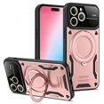 thumbnail image 1 of ELEHOLD Rugged Case for iPhone 11 Pro Case with 360°Rotation Ring Holder Kickstand Lens Protection Hybrid PC+TPU Military Grade Non-Slip Shockproof Protective Case,rosegold, 1 of 7