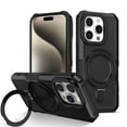 thumbnail image 1 of ELEHOLD Rugged Case for iPhone 11 Pro Max Heavy Duty Case with Foldable Ring Holder Kickstand Function Non-Slip Military Grade Drop Protection Shockproof Cover for iPhone 11 Pro Max,black, 1 of 8