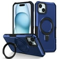 thumbnail image 1 of ELEHOLD Rugged Case for iPhone 13 Heavy Duty Case with Foldable Ring Holder Kickstand Function Non-Slip Military Grade Drop Protection Shockproof Cover for iPhone 13,royalblue, 1 of 8