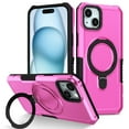 thumbnail image 1 of ELEHOLD Rugged Case for iPhone 13 Heavy Duty Case with Foldable Ring Holder Kickstand Function Non-Slip Military Grade Drop Protection Shockproof Cover for iPhone 13,pink, 1 of 8