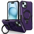 thumbnail image 1 of ELEHOLD Rugged Case for iPhone 14 Heavy Duty Case with Foldable Ring Holder Kickstand Function Non-Slip Military Grade Drop Protection Shockproof Cover for iPhone 14,darkpurple, 1 of 8
