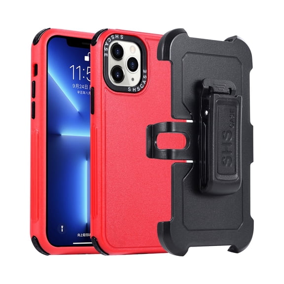 ELEHOLD Rugged Case for iPhone 15 Case with Belt Clip,Heavy Duty Shockproof Protective Case Full Protection Non-Slip Belt Clip Case Cover for iPhone 15 6.1",Red