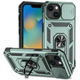 thumbnail image 1 of ELEHOLD Rugged Case for iPhone 15 Heavy Duty Case with Slide Camera Lens Cover 360° Rotation Ring Holder Kickstand Magnetic Shockproof Protective Case for iPhone 15,Darkgreen, 1 of 8