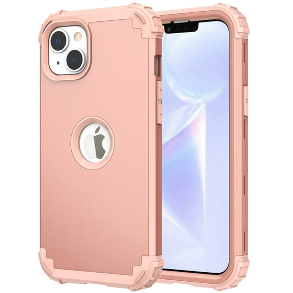 ELEHOLD Rugged Case for iPhone 15 Plus Hard PC Soft Silicone Hybrid Shockproof Scratch-Resistant Anti-Fingerprint Slim Thin Case for iPhone 15 Plus 6.7 Inch,Rosegold