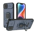 thumbnail image 1 of ELEHOLD Rugged Case for iPhone 15 Plus Heavy Duty with Slide Camera Lens Protector Metal Ring Kickstand Hybrid PC + TPU Military Grade Shockproof Protection Case for iPhone 15 Plus 6.7",Blue, 1 of 1